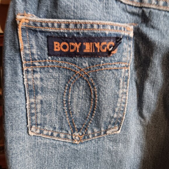 Vintage Mens Bootcut Jeans 31x34 70s BODY LINGO DISCO POCKET INDIGO DENIM USA - Picture 2 of 7
